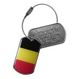 PERSONNALISEZ ICI votre porte-clés drapeau Belge Porte-clés métal réalisé à partir de plaquettes militaires Dog Tag personnalisables et décoré d'un drapeau Belge. Utilisable en Tag d'identification.