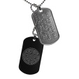 PERSONNALISEZ et ACHETEZ ICI cet ID Tag gravé du symbole du Bonheur ! Symbole asiatique du bonheur gravé sur plaque militaire dog tag noire.