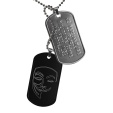 PERSONNALISEZ et ACHETEZ ICI votre ID Tag Anonymous ! Motif Anonymous gravé sur plaque militaire dog tag noire 