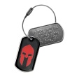 PERSONNALISEZ ICI votre Tag d'identification spartiate Porte-clés métal réalisé à partir de plaquettes militaires Dog Tag personnalisables et imprimée d'un motif fantaisie Spartiate. Utilisable en Tag d'identification.