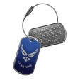 PERSONNALISEZ ICI votre porte-clés insigne US Air Force Tag d'identification métal réalisé à partir de plaquettes militaires Dog Tag personnalisables et décoré de l'insigne US Air Force. Utilisable en Porte-clés.