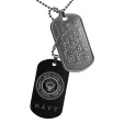 PERSONNALISEZ ICI votre PENDENTIF dog tag US NAVY ! Plaques militaires dog tag en acier avec gravure de l'insigne US NAVY Corp. sur fond noir.