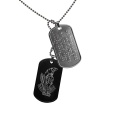 PERSONNALISEZ et ACHETEZ ICI votre Plaque Militaire Dog Tag avec un pendentif SPARTIATE.  Plaques militaires Dog Tag - Acier et Noir - Gravé d'un motif original Spartiate et personnalisable.