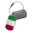 PERSONNALISEZ ICI votre porte-clés drapeau Italien Porte-clés métal réalisé à partir de plaquettes militaires Dog Tag personnalisables et décoré d'un drapeau Italien. Utilisable en Tag d'identification.