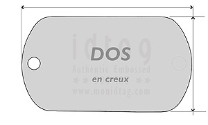 Illustration d'une Plaque Militaire Dog Tag de dos.