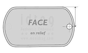 Illustration d'une Plaque Militaire Dog Tag Vue de Face avec Bords Retournés..