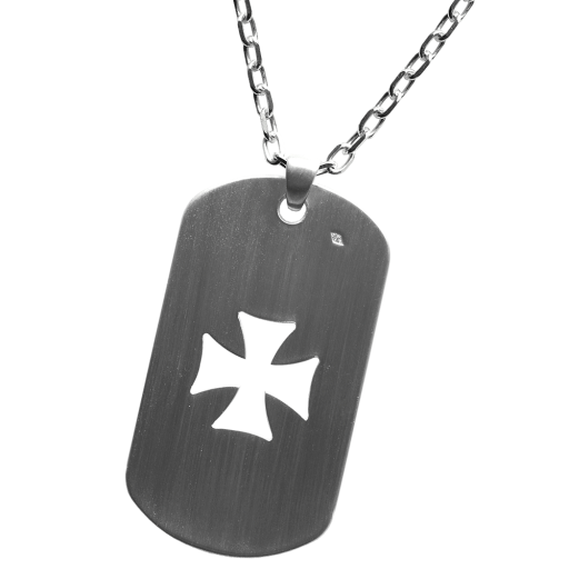 https://www.monidtag.com / Collier pendentif croix de Malte argent 950 mil.