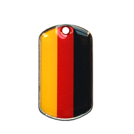 Military ID Tag featuring the German flag.As a keyring or pendant, to identify or claim, it's up to you!UV-printed motif coated with transparent resin.
Personalization available:The motif on this pla