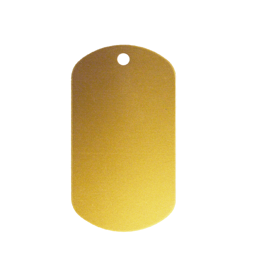 Cet ID Tag est un pendentif au format plaque militaire américaine. Il est fabriqué à partir d'un aluminium anodisé de couleur or.
Personnalisation unitaire disponible :Cet