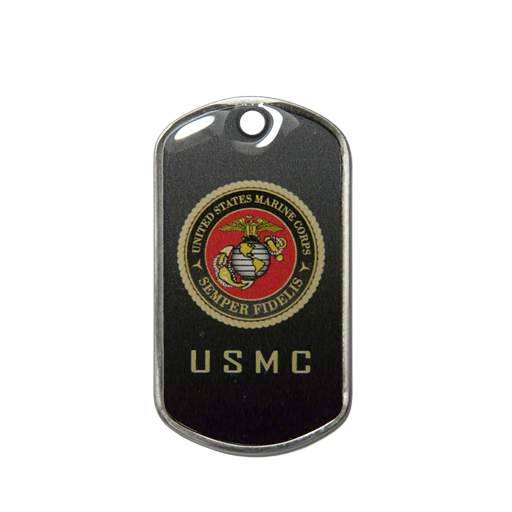 Plaque militaire dog tag marquée de l'insigne USMC (United States Military Corps), en pendentif ou porte-clés.Motif imprimé UV recouvert d'une résine transparente.
Personn