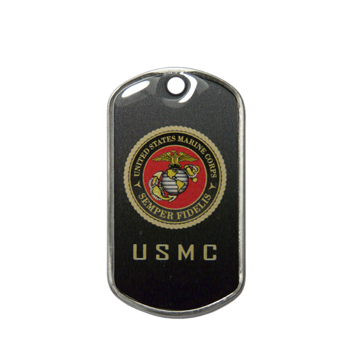 Plaque militaire dog tag marquée de l'insigne USMC (United States Military Corps), en pendentif ou porte-clés.Motif imprimé UV recouvert d'une résine transparente.
Personn