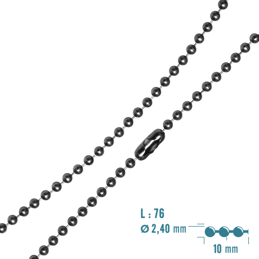 76 cm ball chain collar in 304L stainless steel with connector. Detachable and breakable for optimum fit.
Other lengths available (60 and 68 cm).