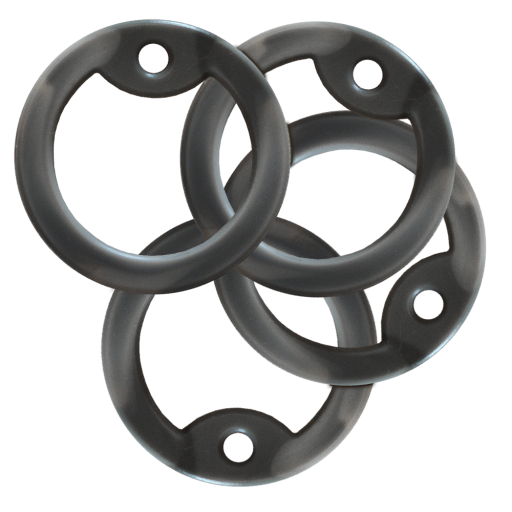 Lot de 4 silencieux élastiques CAMOUFLAGE UNDERGROUND (ou protections) en silicone pour plaques militaires Dog Tag de format standard 50 x 28 mm. Livré rond au Ø de 38 mm. Se pos