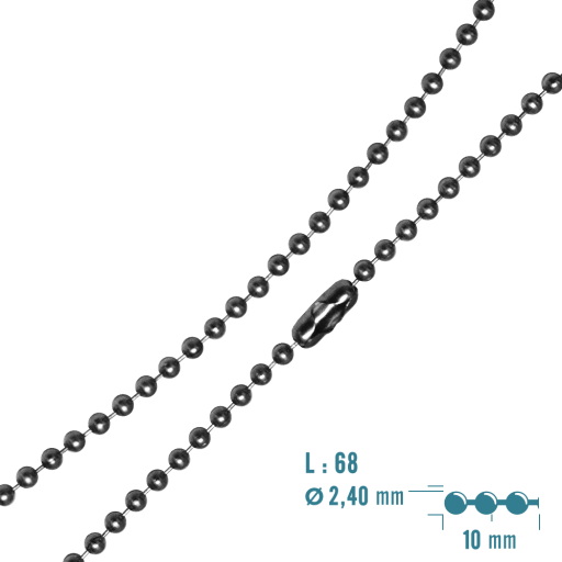68 cm ball chain collar in 304L stainless steel with connector. Detachable and breakable for optimum fit.
Other lengths available (60 and 76 cm).