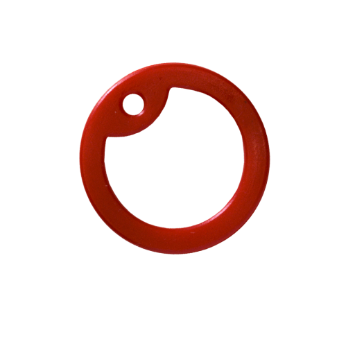 RED elasticsilencer (or protectors) in silicone for Dog Tag military plates, standard size 50 x 28 mm. Supplied round, Ø 38 mm. Fits over the hole and stretches around the tag.