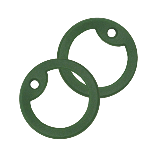 Set of 2 OLIVE GREENsilicone elastic silencers (or protectors) for Dog Tag standard size 50 x 28 mm. Supplied round, Ø 38 mm. The protector is positioned at the hole and stretches around the tag.