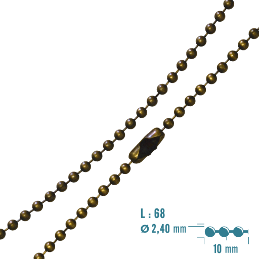 https://www.monidtag.com / Steel Ball Chain 68 cm Brass Finish VIELLI