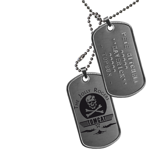 Petit clin d'oeil à Top Gun et son désormais célèbre instructeur Pete Maverick Mitchell. Collier d'identification pour homme ou femme constitué de plaques militaires