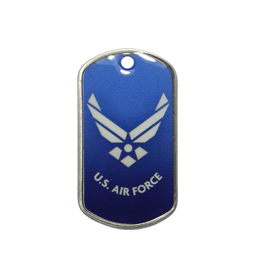 For aviation enthusiasts, this military dog tag is printed with theUS Air Force logo. To identify a key ring or wear as a pendant. It's a mythical symbol in the history of American military aviation. 