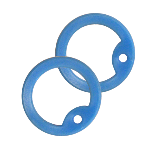 Set of 2 SKY BLUE  silicone elastic silencers (or protectors) for Dog Tag standard size 50 x 28 mm. Supplied round, Ø 38 mm. Fits over the hole and stretches around the tag.