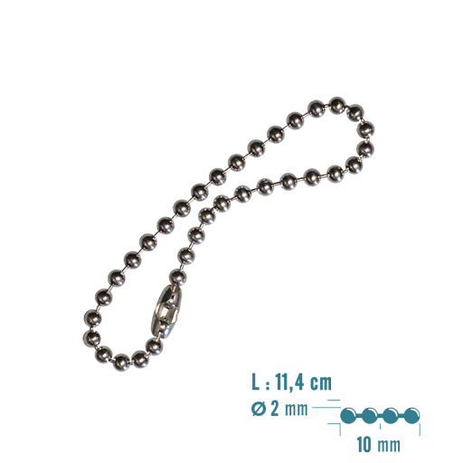 https://www.monidtag.com / Chainette boules en argent 925 mil. Ø DEUX mm - 11 cm