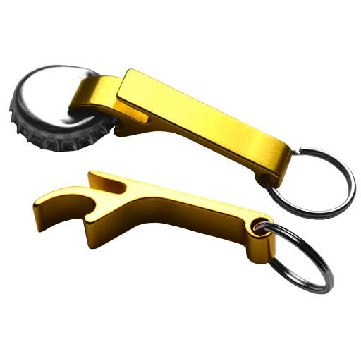 With this can opener keyring, you'll have a great emergency tool for opening your favorite drink, wherever you go. With broken ring Ø 24 mm.