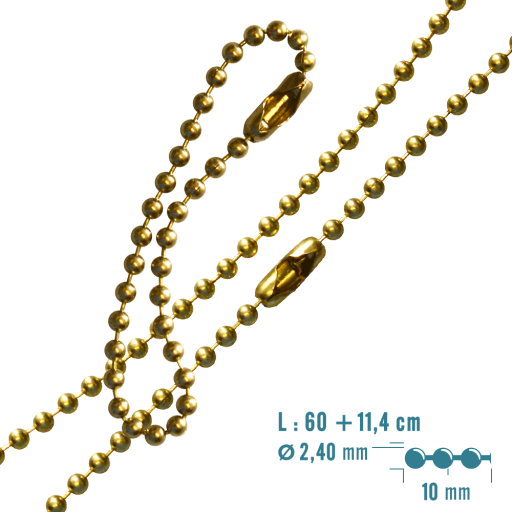 https://www.monidtag.com / Brass Ball Chain 60 + 11.4 cm