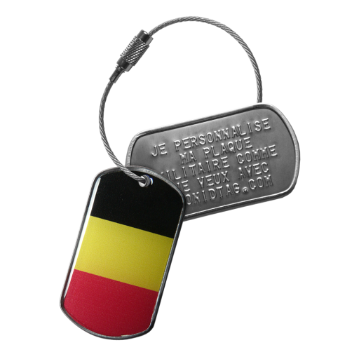 Ce tag d'identification comporte 2 plaques militaires au format Dog Tag de grade A et un câble en acier inoxydable de 15 cm de long avec fermoir à vis. La première plaquette est pe