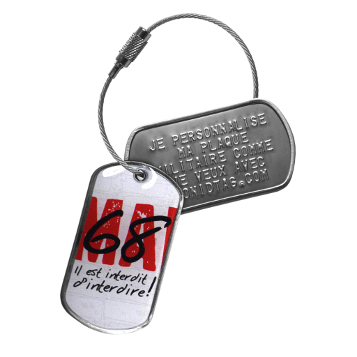 Ce tag d'identification comporte 2 plaques militaires au format Dog Tag de grade A et un câble en acier inoxydable de 15 cm de long avec fermoir à vis. La première plaquette est pe