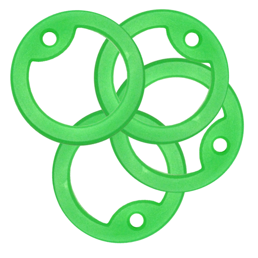 Set of 4 LEMON GREENsilicone elastic silencers (or protectors) for Dog Tag standard size 50 x 28 mm. Supplied round, Ø 38 mm. Fits over the hole and stretches around the tag.