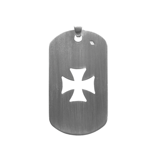 This 950 Mil. silver  WWII dog tag with notch is entirely made to order in our workshop in France, including cutting, finishing and embossing. Made from 0.8 mm foil, it respects the Dog Tag format in 