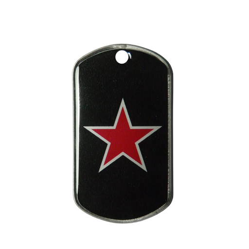 To identify your key ring in a striking way, this military Dog Tag printed with a Redstar motif is ideal. It can be worn as a pendant.UV pattern coated with transparent resin. Personalization availabl