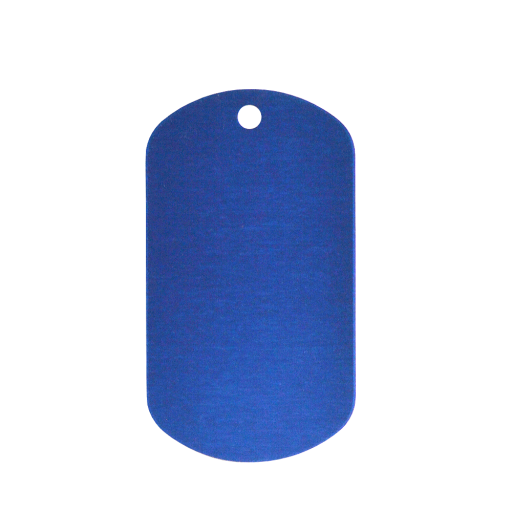 Ce prendentif au format plaque militaire au format est un ID Tag fabriqué à partir d'un aluminium anodisé BLEU.
Personnalisation unitaire disponible :Cette plaque est EMBOSSABLE