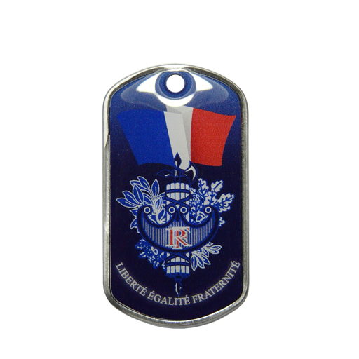 This military ID Tag is an illustrated variant of our national flag.As a key ring or pendant, to identify or claim, it's up to you!Resin-coated UV-printed motif.
Personalization available:The motif o