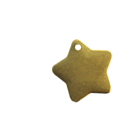 Médaille pour chien en laiton offrant une surface de gravure d'environ 18 x 18 mm. Marquage noir par le procédé de la gravure laser dite de surface qui offre une parfaite tenue da
