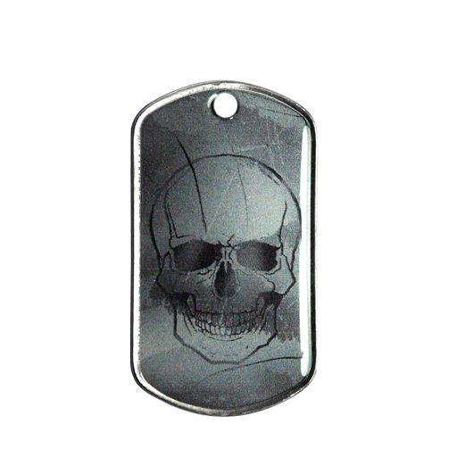 To identify your key ring in a remarkable way, this military Dog Tag is adorned with a fancy Skull motif, also suitable as a pendant.UV motif coated with a transparent resin. Personalization available