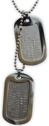 This ID Tag is the urban version of the classic Dog Tag. It consists of steel Dog Tag military tags that can be personalized by embossing on one side. Each plate features an Urban Camouflage silencer 